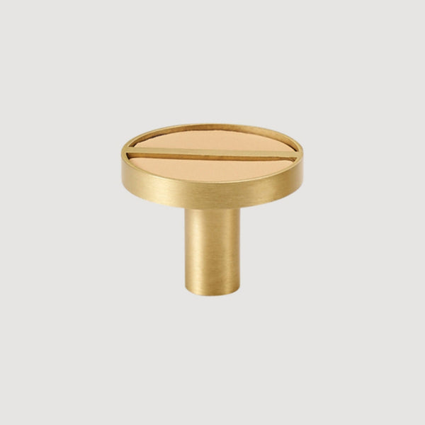 Knob 1076 | Brass + Leather | Beige