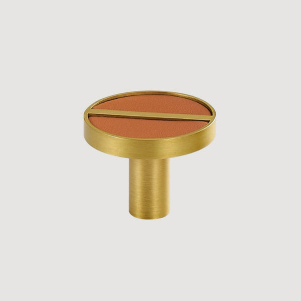 Knob 1076 | Brass + Leather | Tan