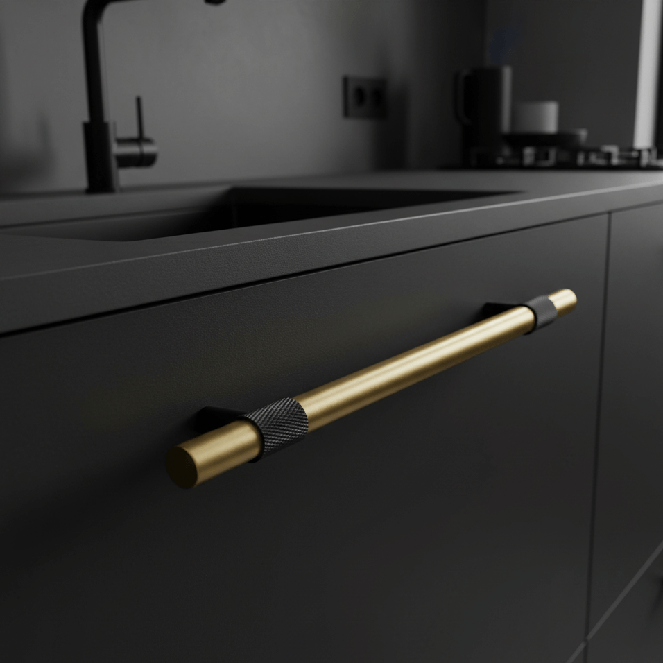 Maniglia 3104 | Zigrinata | Ottone + Nero