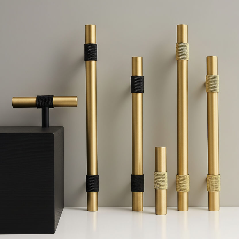 Maniglia 3104 | Zigrinata | Ottone + Nero